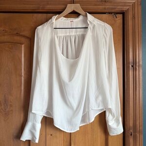 Free People Shine Bright Cowl Top – Ivory – XS (Fits S)